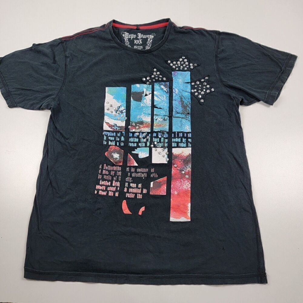 Vintage Y2K Pepe Jeans London Tshirt Cross Grunge Goth Emo Skate Sz‎ 2XL Fits XL